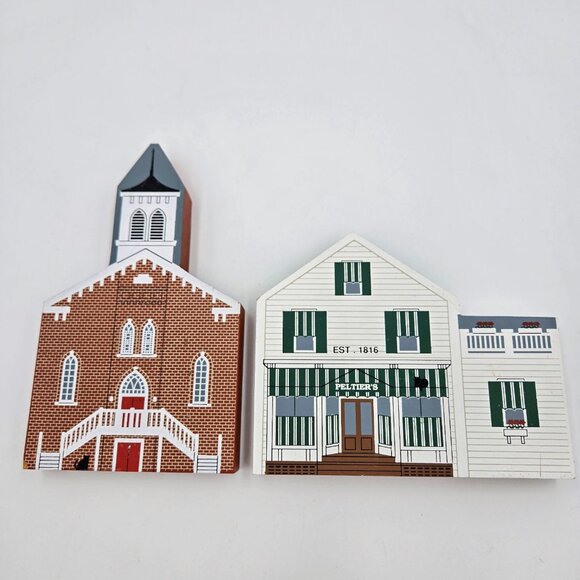 The Cat's Meow Village Vintage Lot 90’s Wooden House Town Buildings 8 Pieces - Picture 12 of 16